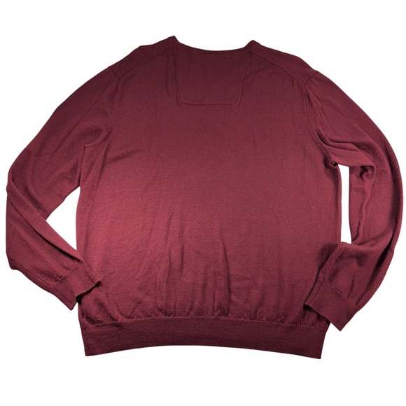 Calvin Klein‎ Italian Merino V Neck Sweater Men's Large Burgundy CK Knit - Picture 6 of 8